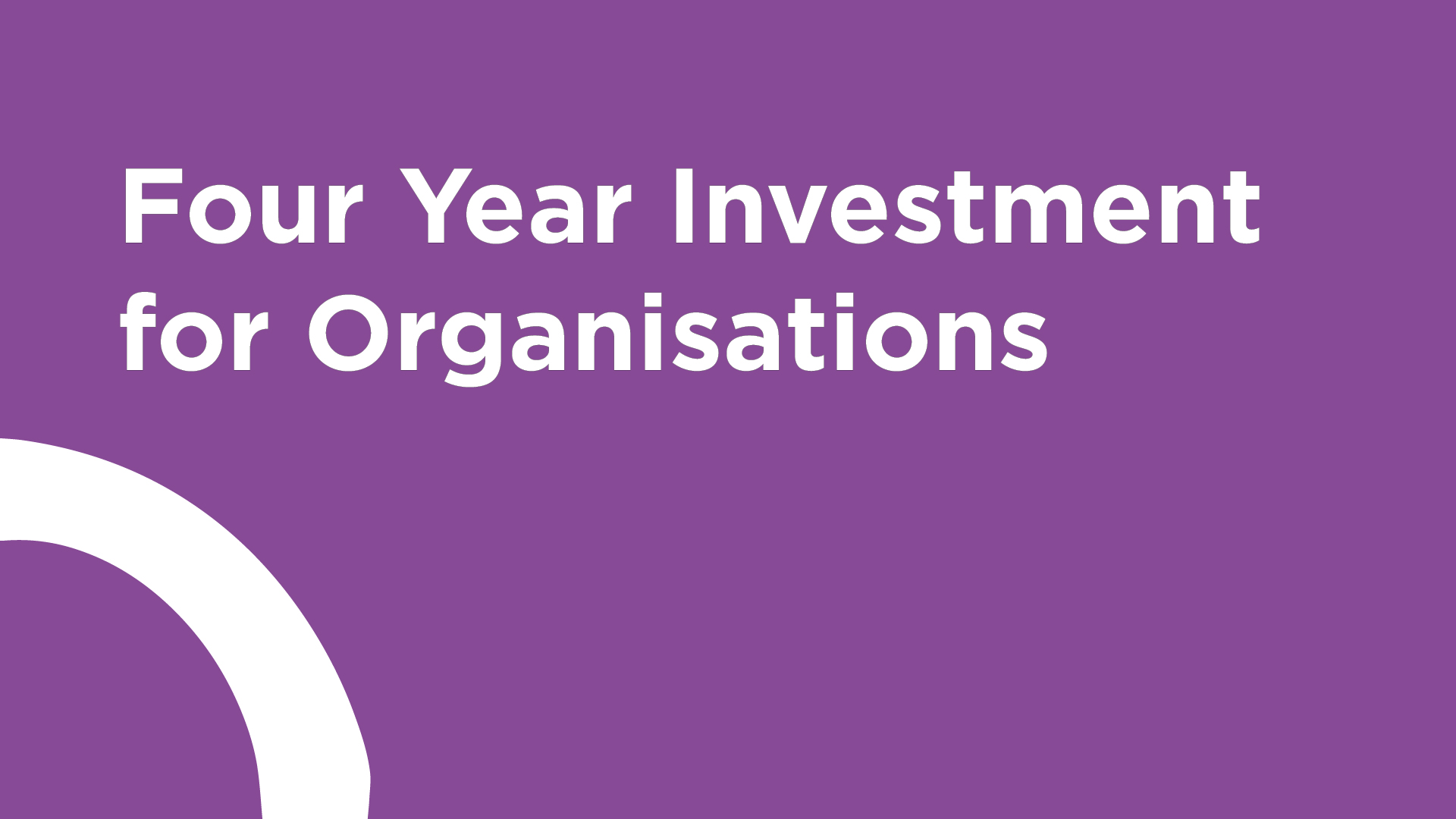 Four Year Investment for Organisations